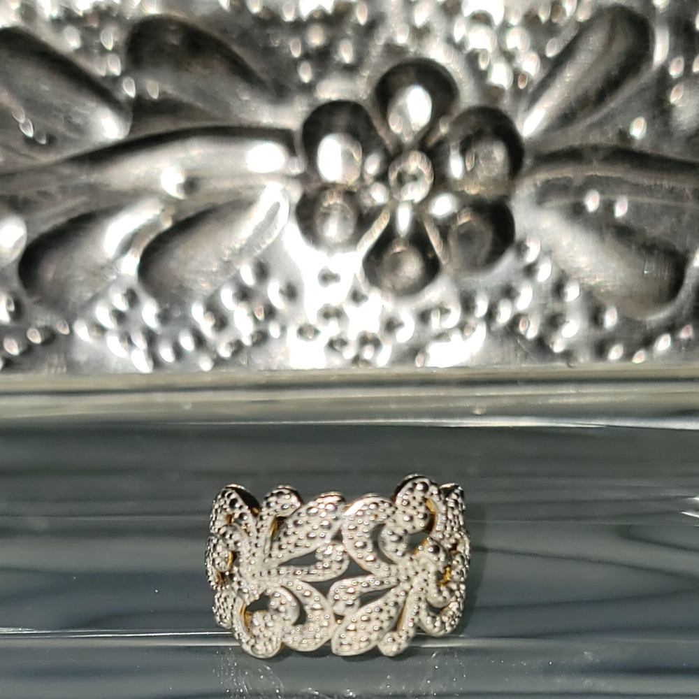 Diamond Accent Ring In Rhodium And 18K YG Plated